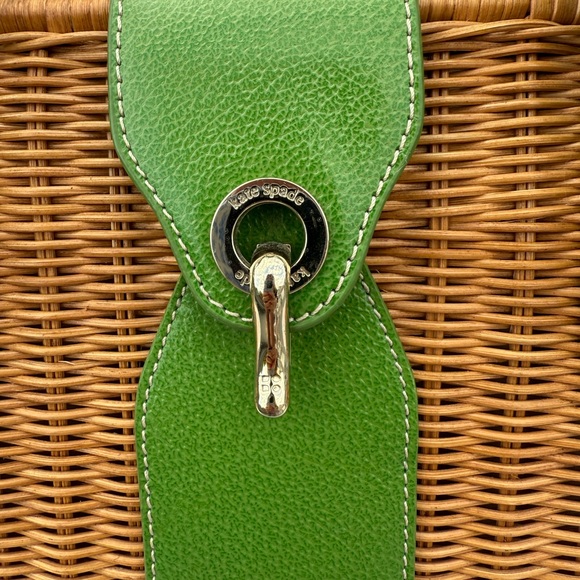 Kate Spade Green and Brown Wicker Handbag - Picture 3 of 5